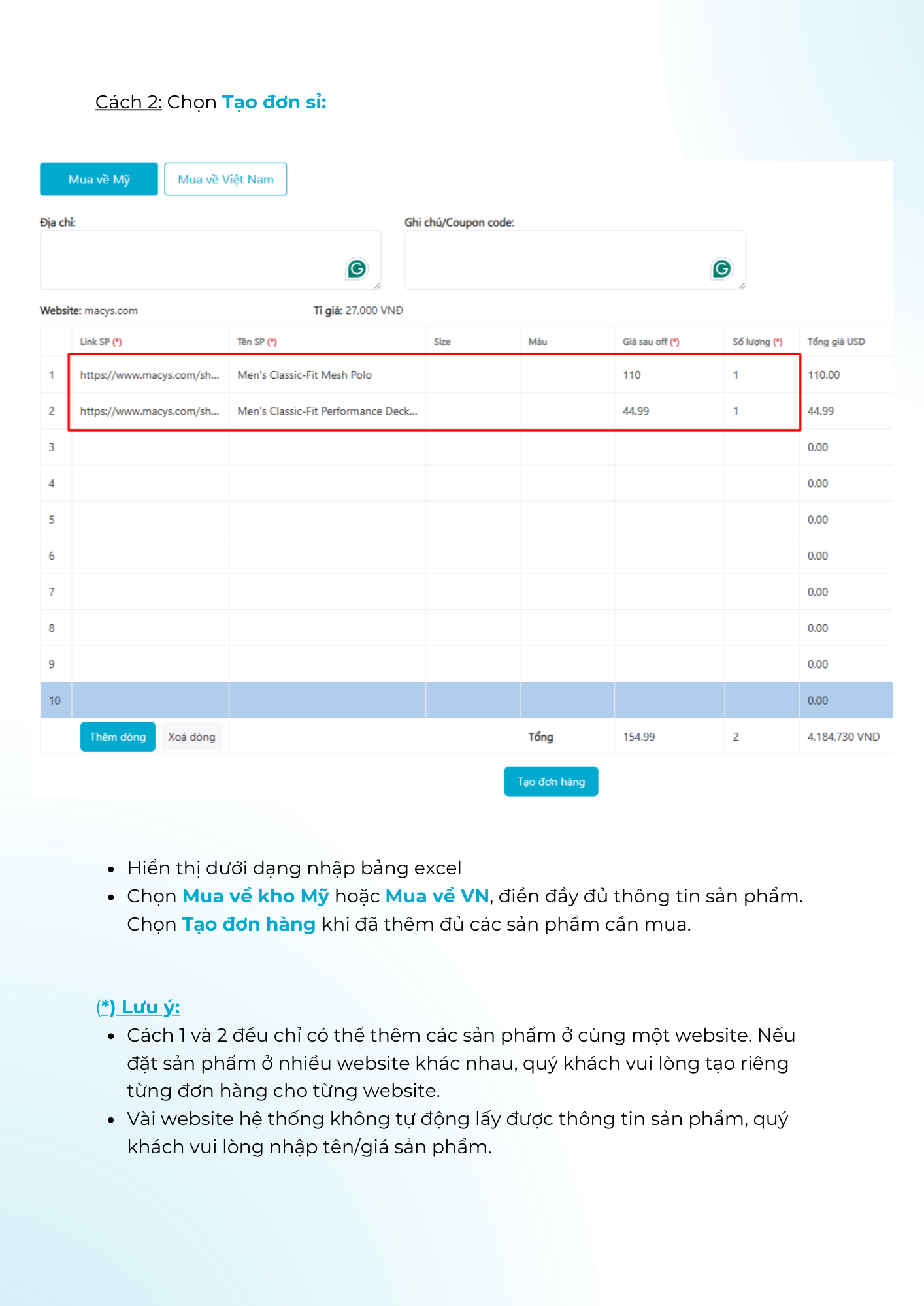 Hướng dẫn mua hàng